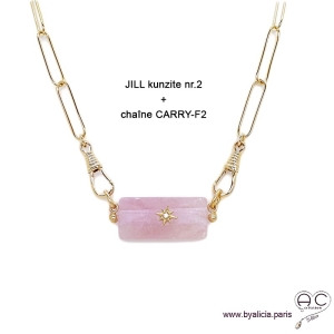 Collier CARRY-F2 chaîne gros maillons rectangulaires en plaqué or, tendance, création by Alicia