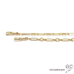 Collier ADELE-F2 chaîne gros maillons en plaqué or, ras de cou, tendance, création by Alicia