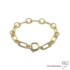 Bracelet ALAE chaîne gros maillons avec grand fermoir rond, plaqué or, tendance, création by Alicia