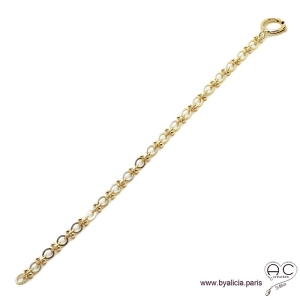 Bracelet OKSANA chaîne gros maillons avec grand fermoir rond, plaqué or, tendance, création by Alicia