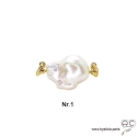 Pendentif JILL grande perle baroque pour les chaînes à gros maillons avec 2 crochets, plaqué or, création by Alicia