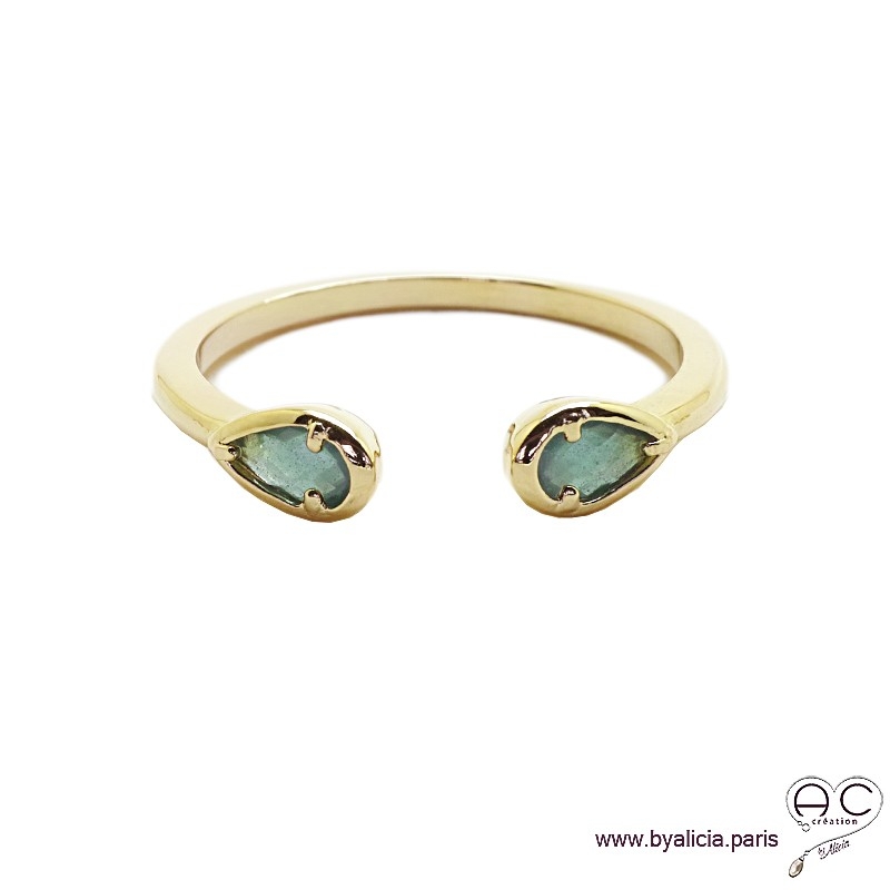 Bague fine, pierres bleues, anneau ouvert en plaqué or 3MIC, zirconium saphir, empilable, femme