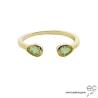 Bague fine, pierres vertes, anneau ouvert en plaqué or 3MIC, zirconium vert clair, empilable, femme