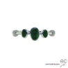 Bague malachites cabochon sur l'anneau fin en argent massif, pierre semi-précieuse verte, femme