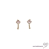 Petites créoles avec quartz rose en plaqué or 3MIC, boucles d'oreilles, pierre semi-précieuse, tendance