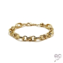 Bracelet chaîne avec grands maillons ovals et ronds en plaqué or 3MIC, tendance, femme