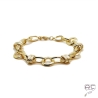  Bracelet chaîne avec grands maillons ronds et ovals en plaqué or 3MIC, tendance, femme