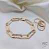 Bracelet chaîne avec grands maillons rectangulaires ciselés en plaqué or 3MIC, tendance, femme