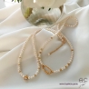 Collier en perles de culture d'eau douce avec grand fermoir ovale à vis, plaqué or 3MIC, ras de cou, création by Alicia 