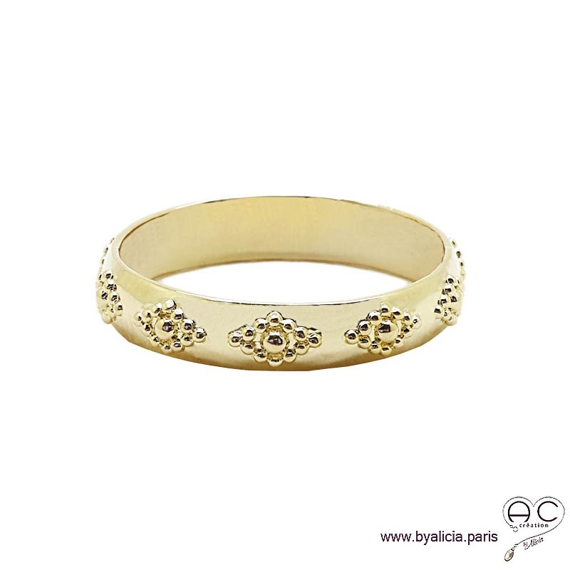 Bague anneau en plaqué or avec motif tours complet, empilable, femme, tendance