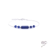 Bracelet lapis-lazuli, pierre naturelle sur une chaîne en argent 925 rhodié, création by Alicia
