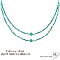 Collier turquoise véritable avec amazonite, ras de cou fin, pierre naturelle, fait main, création by Alicia