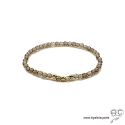 Bracelet quartz fumé, pierre naturelle, plaqué or 3MIC, femme, gipsy, bohème, création by Alicia