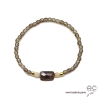 Bracelet quartz fumé, plaqué or 3MIC, pierre naturelle marron, femme, gipsy, bohème, création by Alicia  