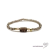 Bracelet quartz fumé, plaqué or 3MIC, pierre naturelle marron, femme, gipsy, bohème, création by Alicia  