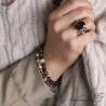 Bracelet quartz fumé, pierre de lune, pierres semi-précieuses, plaqué or 3MIC, femme, gipsy, bohème, création by Alicia  
