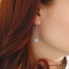 Boucles d'oreilles avec aigue marine et argent massif, pierre naturelle bleue, pendantes, création by Alicia