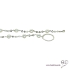 Sautoir-collier cravate, perles de culture blanche sur une chaîne finition anneau et goutte argent massif, création by Alicia