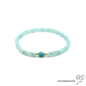 Bracelet amazonite et turquoise, pierre semi-précieuse, plaqué or 3MIC, femme, gipsy, bohème, création by Alicia