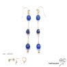 Boucles d'oreilles lapis-lazuli en plaqué or 3MIC, pierre naturelle bleue, longues, pendantes, création by Alicia