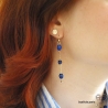 Boucles d'oreilles lapis-lazuli en plaqué or 3MIC, pierre naturelle bleue, longues, pendantes, création by Alicia