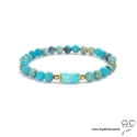 Bracelet avec jaspe impérial bleu et amazonite, pierres semi-précieuses, création by Alicia