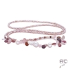Sautoir perles d'eau douce roses, perles baroques et pierres semi-précieuses, strawberry quartz, tourmaline, création by Alicia