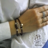 Bracelet barrette avec  zirconium brillant mobile, en argent massif rhodié , fin, femme