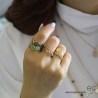 Bague zirconium multi couleur sertie sur anneau fin plaqué or 3 MIC tour complet, empilable, femme