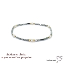 Bracelet en hématites argent et perles d\'eau douce blanches, pierre naturelle, création by Alicia