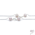 Sautoir perles d\'eau douce roses et pastilles argent sur une chaîne argent 925 rhodié, création by Alicia