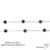 Collier, sautoir, lapis-lazuli en cube parsemée sur une chaîne plaqué or ou argent, pierre naturelle bleue, création by Alicia
