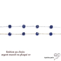 Bracelet avec lapis-lazuli en cube parsemée sur une chaîne fine plaqué or 3MIC ou argent, pierre naturelle, création by Alicia