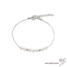 Bracelet fin avec perles de culture d'eau douce sur une chaîne en argent 925 rhodié, pierre naturelle, création by Alicia