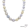 Collier perles baroques naturelles couleurs passtelles, création fait main
