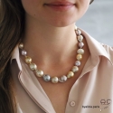 Collier perles baroques naturelles, couleur pastel, création fait main