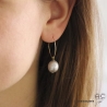 Boucles d'oreilles, créoles perles baroques naturelles grises, plaqué or , création fait main