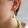 Boucles d'oreilles perles baroques naturelles grises, cercle plaqué or , création fait main