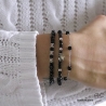 Bracelet en spinelle noire cube, pierre semi-précieuse et argent massif, fait main, création by Alicia