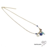 Collier lapis lazuli avec pampilles pierres naturelles, chaîne en plaqué or, ras de cou, fait main, création by Alicia