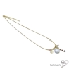Collier perle baroque plate avec multiples pampilles sur une chaîne en plaqué or, ras de cou, fait main, création by Alicia