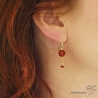 Boucles d'oreilles avec cornaline et pampille en chaînes plaqué or, fait main, création by Alicia