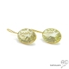 Boucles d'oreilles en lemon quartz et argent massif doré à l'or fin 18K, pendantes, uniques 