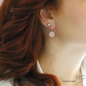Boucles d'oreilles perles naturelles blanches, puces, clous, argent massif, petites