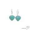 Boucles d'oreilles avec amazonite, argent massif, pierre semi-précieuse vert-bleu, pendantes