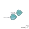 Boucles d'oreilles avec amazonite, argent massif, pierre semi-précieuse vert-bleu, pendantes