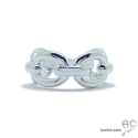 Bague anneau motif chaîne, maillons entrelacés en argent massif, femme, tendance