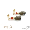Boucles d'oreilles quartz fumé et plaqué or 3MIC, pierre naturelle marron, fait main, création by Alicia