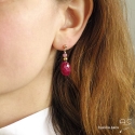 Boucles d\'oreilles indian rubis et plaqué or 3MIC, pierre naturelle rouge, fait main, création by Alicia