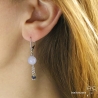 Boucles d'oreilles avec calcédoine bleue et pampille en chaînes argent massif, fait main, création by Alicia